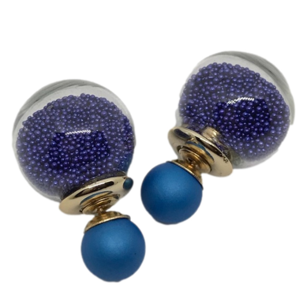 BLUE DOUBLE STUD EARRINGS ✨✨✨ - Picture 1 of 2